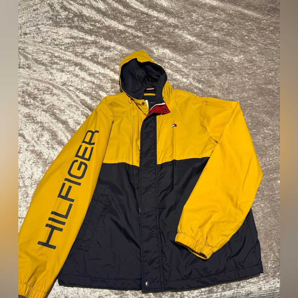 Tommy Hilfiger Navy Blue and Yellow Hooded Windbreaker